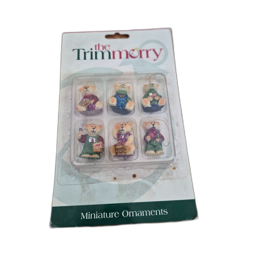 The Trimmerry 12pc Miniature Christmas Ornaments Set Vintage Hand Painted